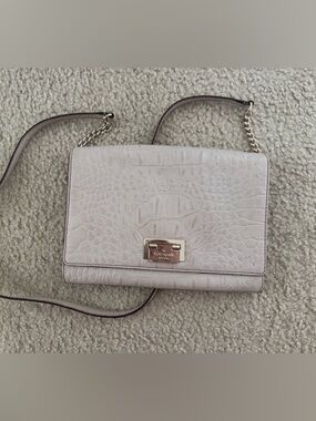 kate spade Pebbled Croc-Embossed Leather Crossbody - beige